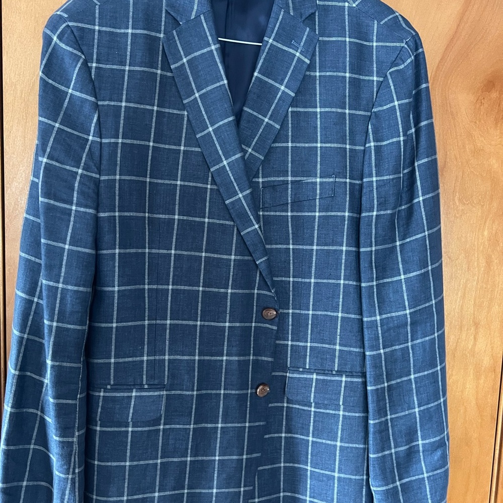 Macy's Blue Windowpane Blazer Ralph lurean wore once